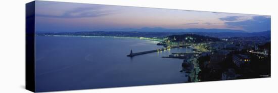 Coastline at Dusk, Nice, France-null-Stretched Canvas