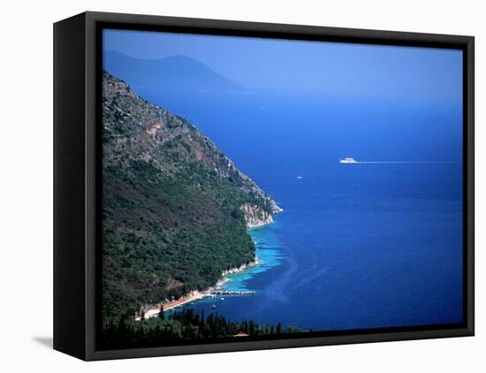 Coastline by Poros, Ionian Islands, Greece-Walter Bibikow-Framed Stretched Canvas