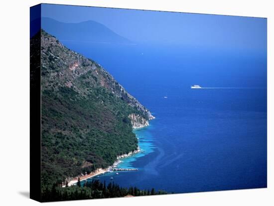 Coastline by Poros, Ionian Islands, Greece-Walter Bibikow-Stretched Canvas