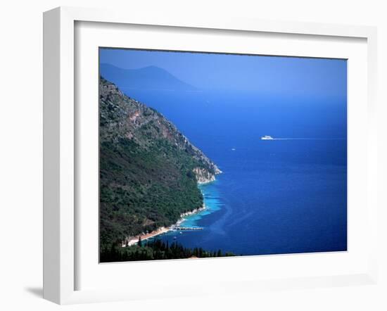 Coastline by Poros, Ionian Islands, Greece-Walter Bibikow-Framed Premium Photographic Print