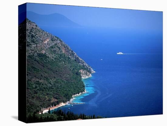 Coastline by Poros, Ionian Islands, Greece-Walter Bibikow-Stretched Canvas