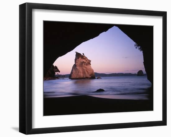 Coastline, Cathedral Cove, Coromandel Peninsula, North Island, New Zealand-Charles Gurche-Framed Premium Photographic Print