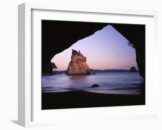 Coastline, Cathedral Cove, Coromandel Peninsula, North Island, New Zealand-Charles Gurche-Framed Premium Photographic Print