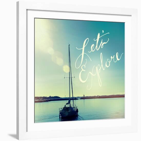 Coastline Sailboat Explore V.2-Sue Schlabach-Framed Art Print