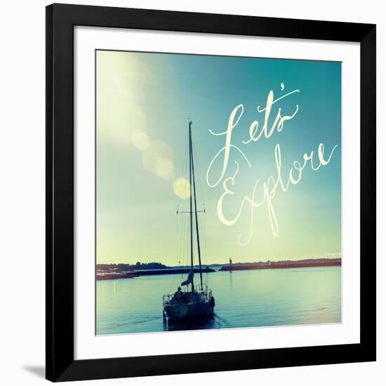 Coastline Sailboat Explore V.2-Sue Schlabach-Framed Art Print