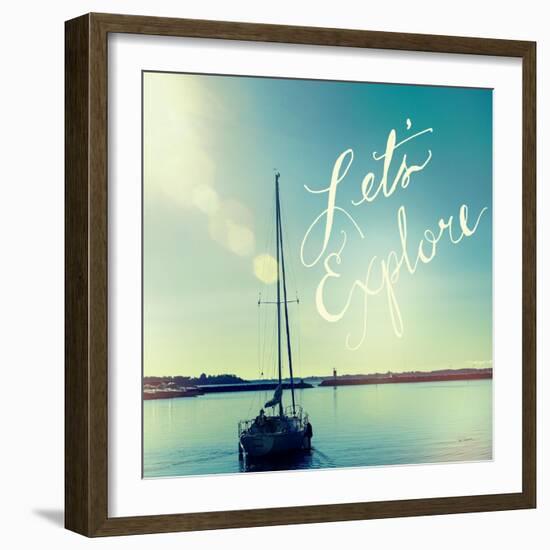 Coastline Sailboat Explore V.2-Sue Schlabach-Framed Art Print