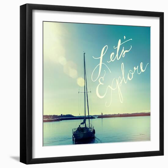 Coastline Sailboat Explore V.2-Sue Schlabach-Framed Art Print