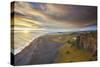 Coastline view from Dyrholaey Island, just before sunset, near Vik, south coast of Iceland-Nigel Hicks-Stretched Canvas