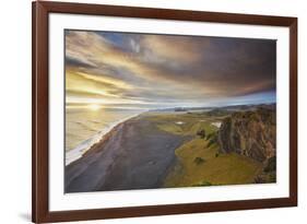 Coastline view from Dyrholaey Island, just before sunset, near Vik, south coast of Iceland-Nigel Hicks-Framed Photographic Print