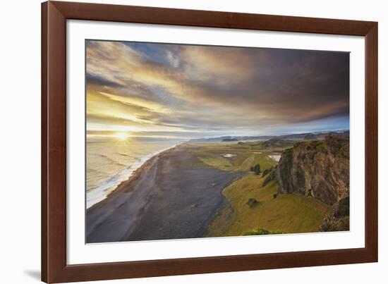 Coastline view from Dyrholaey Island, just before sunset, near Vik, south coast of Iceland-Nigel Hicks-Framed Photographic Print