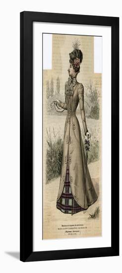 Coat and Tartan Dress 1899-null-Framed Art Print