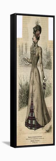 Coat and Tartan Dress 1899-null-Framed Stretched Canvas