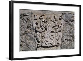 Coat of Arms in Stone with Lion Rampant, Picomtal Castle-null-Framed Giclee Print