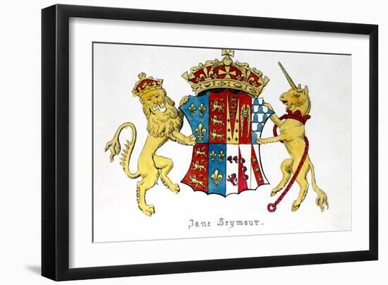 Coat of Arms of Jane Seymour (circa 1509-37), Third Wife of King Henry Viii of England (1491-1547)-null-Framed Giclee Print