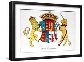 Coat of Arms of Jane Seymour (circa 1509-37), Third Wife of King Henry Viii of England (1491-1547)-null-Framed Giclee Print