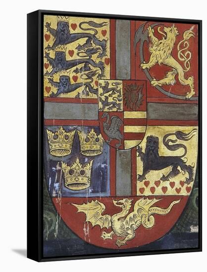 Coat of Arms of King Christian Iii, Detail from Family Tree of House of Denmark, Nyborg Castle-null-Framed Stretched Canvas