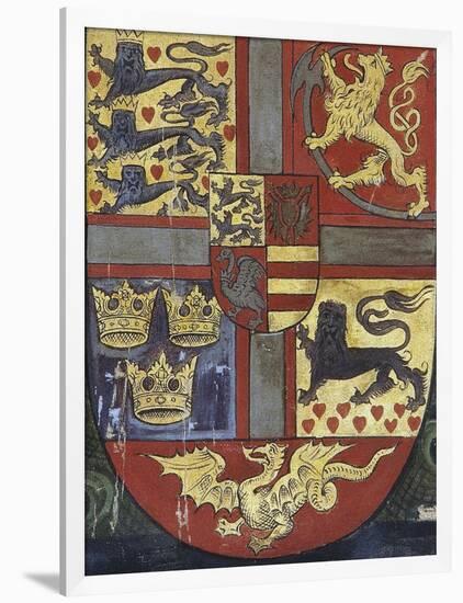 Coat of Arms of King Christian Iii, Detail from Family Tree of House of Denmark, Nyborg Castle-null-Framed Giclee Print