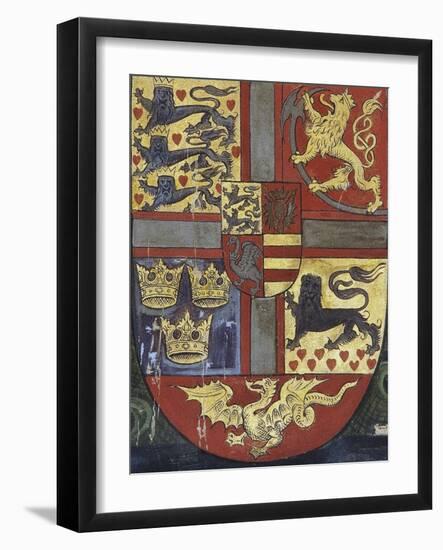 Coat of Arms of King Christian Iii, Detail from Family Tree of House of Denmark, Nyborg Castle-null-Framed Giclee Print