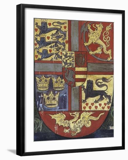 Coat of Arms of King Christian Iii, Detail from Family Tree of House of Denmark, Nyborg Castle-null-Framed Giclee Print