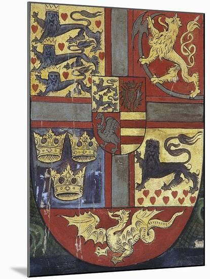 Coat of Arms of King Christian Iii, Detail from Family Tree of House of Denmark, Nyborg Castle-null-Mounted Giclee Print