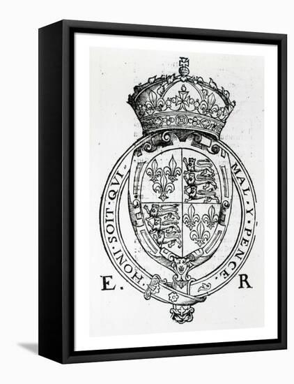 Coat of Arms of Queen Elizabeth I-English School-Framed Stretched Canvas