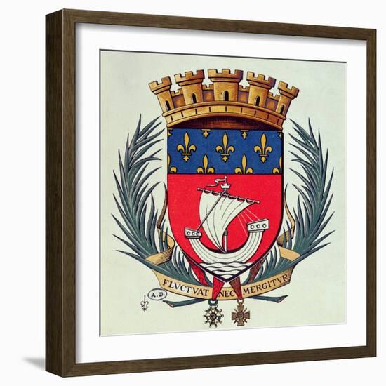 Coat of Arms of the City of Paris with the Motto 'Fluctuat Nec Mergitur'-null-Framed Giclee Print