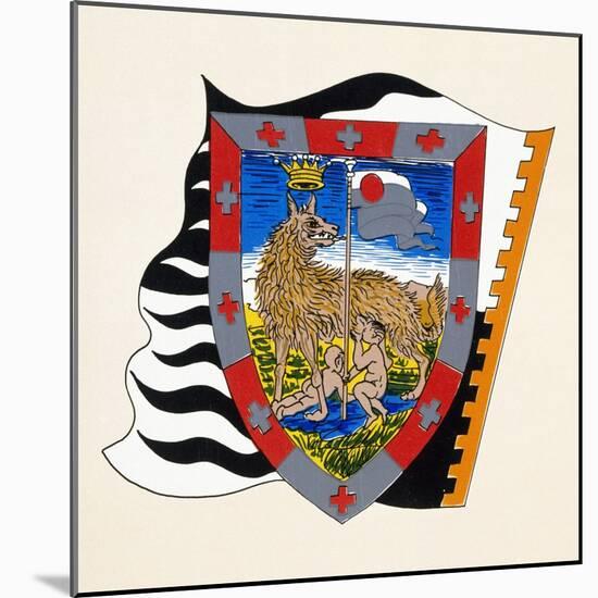 Coats of Arms for Palio of Siena for Lupa (She-Wolf) Nobile (Noble) Contrade, Heraldry, Italy-null-Mounted Giclee Print