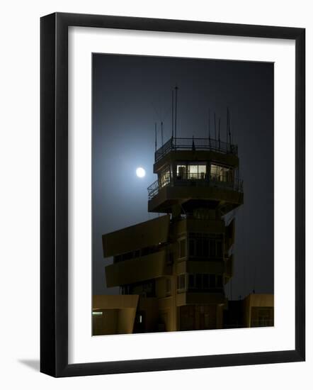 Cob Speicher Control Tower under a Full Moon-null-Framed Photographic Print