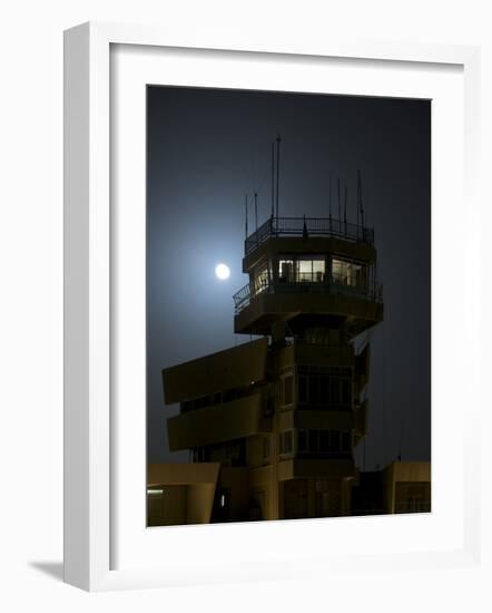 Cob Speicher Control Tower under a Full Moon-null-Framed Photographic Print