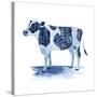 Cobalt Farm Animals I-Grace Popp-Stretched Canvas