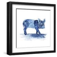 Cobalt Farm Animals II-Grace Popp-Framed Art Print