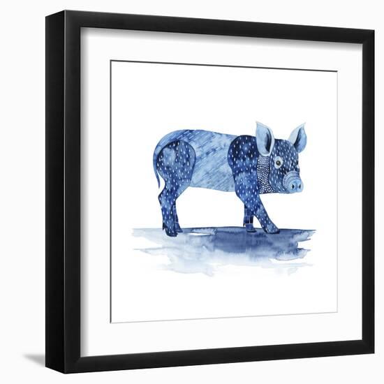 Cobalt Farm Animals II-Grace Popp-Framed Art Print