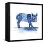 Cobalt Farm Animals II-Grace Popp-Framed Stretched Canvas