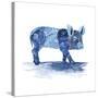 Cobalt Farm Animals II-Grace Popp-Stretched Canvas