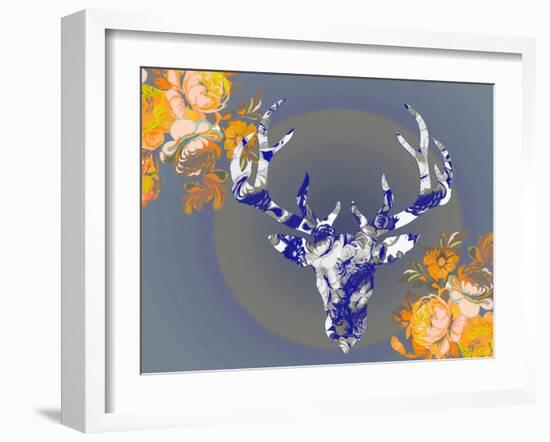 Cobalt Moose-Ricki Mountain-Framed Art Print