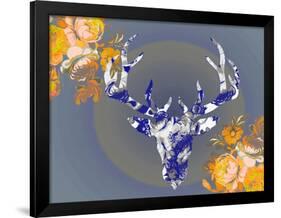 Cobalt Moose-Ricki Mountain-Framed Art Print