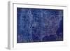 Cobalt US Map-Dan Meneely-Framed Art Print