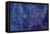 Cobalt US Map-Dan Meneely-Framed Stretched Canvas