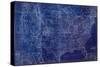 Cobalt US Map-Dan Meneely-Stretched Canvas