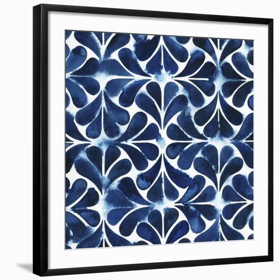 Cobalt Watercolor Tiles III-Grace Popp-Framed Giclee Print