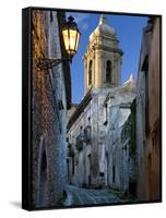 Cobbled Alleyway at Dusk, Erice, Sicily, Italy, Europe-Stuart Black-Framed Stretched Canvas