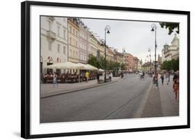 Cobbled Old Town Krakowskie Przedmiescie Street and street cafes, Warsaw, Poland, Europe-Jeremy Bright-Framed Photographic Print