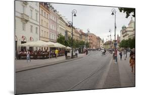 Cobbled Old Town Krakowskie Przedmiescie Street and street cafes, Warsaw, Poland, Europe-Jeremy Bright-Mounted Photographic Print