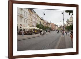 Cobbled Old Town Krakowskie Przedmiescie Street and street cafes, Warsaw, Poland, Europe-Jeremy Bright-Framed Photographic Print