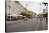 Cobbled Old Town Krakowskie Przedmiescie Street and street cafes, Warsaw, Poland, Europe-Jeremy Bright-Stretched Canvas