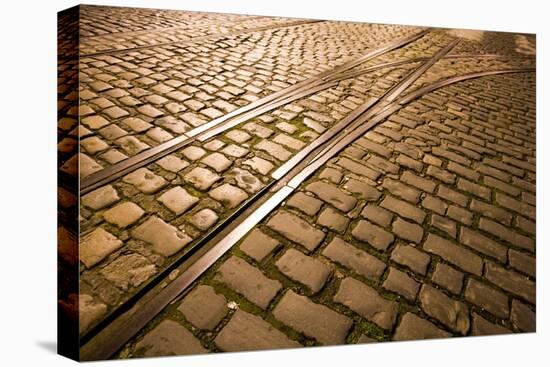 Cobbled Street at Night Dublin Ireland-Felipe Rodríguez-Stretched Canvas