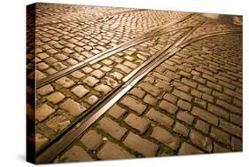 Cobbled Street at Night Dublin Ireland-Felipe Rodríguez-Stretched Canvas