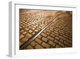 Cobbled Street at Night Dublin Ireland-Felipe Rodríguez-Framed Photographic Print