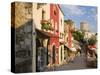 Cobbled Street Lined with Colourful Houses, Mostar, Bosnia and Herzegovina-Gavin Hellier-Stretched Canvas