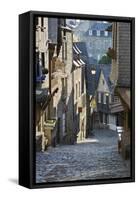 Cobbled Street, Rue Du Jerzual, Dinan, Cotes D'Armor, Brittany, France, Europe-Stuart Black-Framed Stretched Canvas